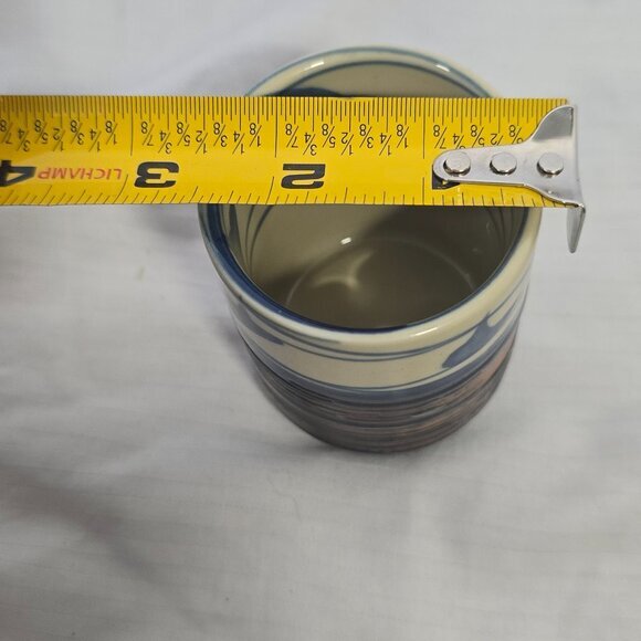 Japanese Yunomi Tea Cups Set‎ 4 Blue Cream Brown Good Hand Painted 3in - Picture 8 of 10